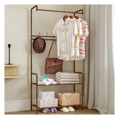 (Bronze) Standing Landing Clothing Hanger Holder Iron Metal Clothes Organizer Shoes Rack