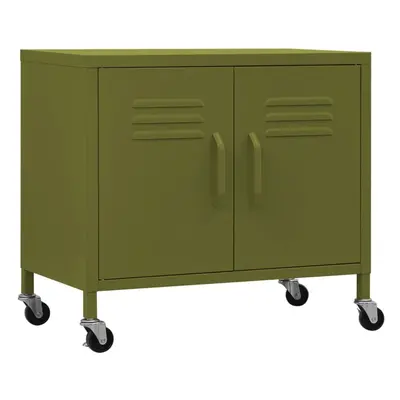 vidaXL Storage Cabinet Olive Green Steel Sideboard Cupboard Display Cabinet