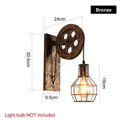 (Bronze) Adjustable Iron Wall Lamp Lifting Pulley Sconce Light Indoor Color Without Light Bulb