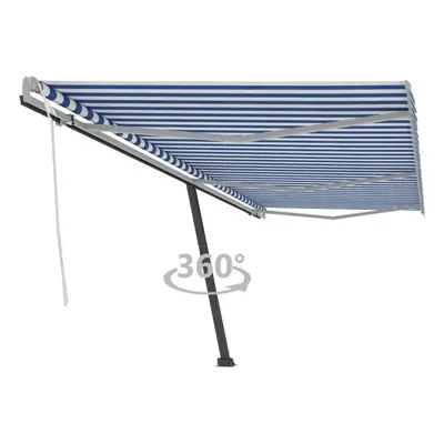 vidaXL Freestanding Manual Retractable Awning 600x300 cm Blue/White Outdoor