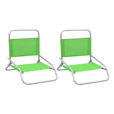 vidaXL 2x Folding Beach Chairs Green Fabric Summer Camping Foldable Outdoor