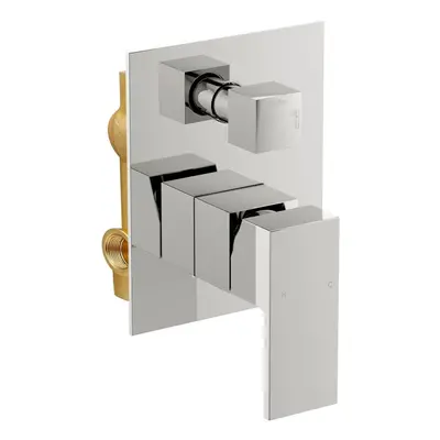 Concealed Twin Shower Mixer Valve with Built in Diverter - Chrome Brass