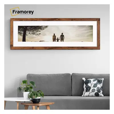 (Rustic Oak With White Mount, 100x45CM Pic (110x55CM Frame)) Panoramic Size Rustic Oak Picture F