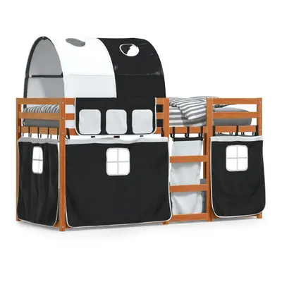 (light brown and black, x cm) vidaXL Bunk Bed with Curtains Kids Twin Sleeper Pink 80x200 cm Sol