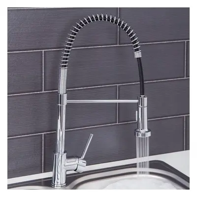 Modern Monobloc Kitchen Mixer Tap with Pull Out Hose Spray Single Lever Chrome