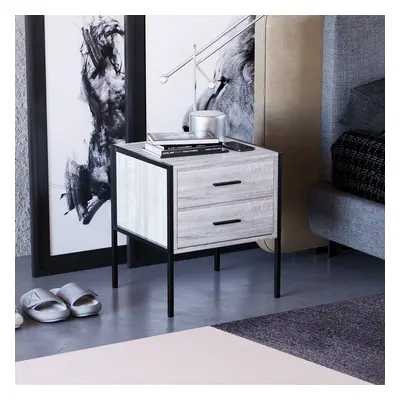 (Grey) Brooklyn Drawer Bedside Cabinet Table Nightstand