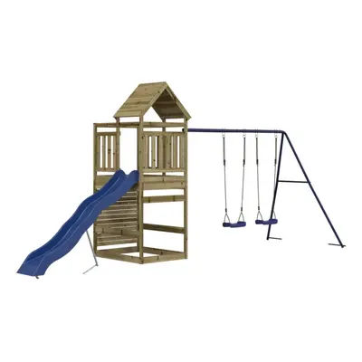 (solid impregnated pinewood) vidaXL Outdoor Playset Garden Playhouse Playground Set Impregnated 