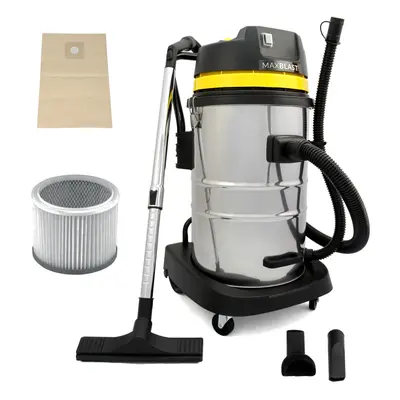 Industrial Vacuum Cleaner Wet & Dry Extra Powerful Stainless Steel 60L Hoover