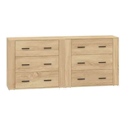 (sonoma oak) vidaXL 2x Sideboards Engineered Wood Cupboard Storage Cabinet Multi Colours