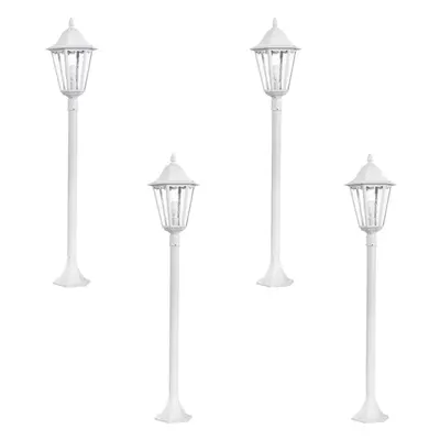 4 PACK IP44 Outdoor Bollard Light White Aluminium Lantern 60W E27 Tall Lamp Post