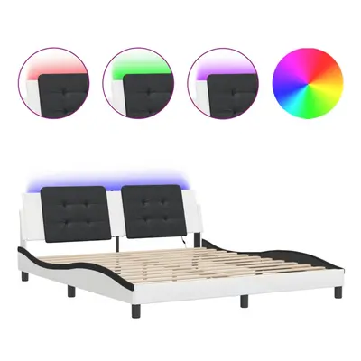 (white and black, x cm) vidaXL Bed Frame with LED Lights Black 180x200 cm Super King Faux Leathe