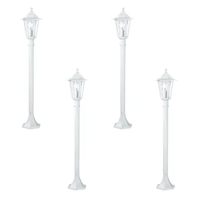 4 PACK IP44 Outdoor Bollard Light White Aluminium Lantern 60W E27 Lamp Post