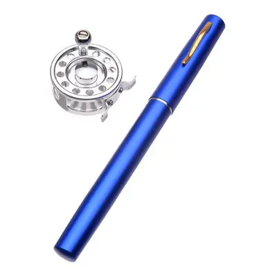 (Blue) Mini Pen Fly Fishing Rod Portable Pocket Aluminum Alloy Fishing Rod