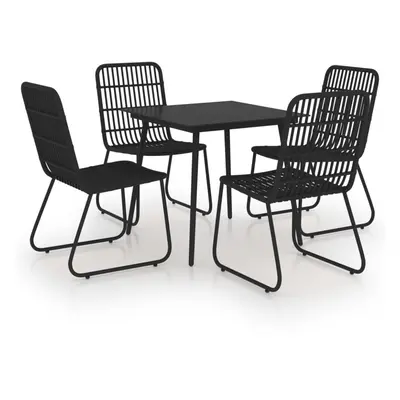 vidaXL Outdoor Dining Set Piece Poly Rattan and Glass Furniture Table Chair