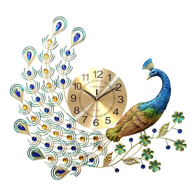 3D DIY Peacock Decoration Digital Wall Clock Metal Modern Art Home Bedroom Room