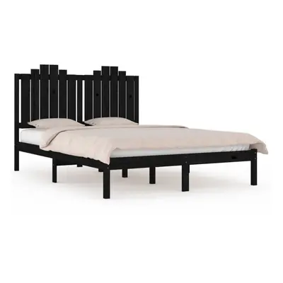 (black, x cm) vidaXL Bed Frame Bed Base Bedstead Bedroom Mattress Foundation Solid Wood Pine