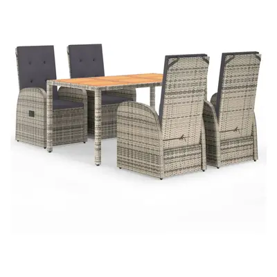 vidaXL Garden Dining Set Piece Grey Poly Rattan and Solid Wood Acacia Chair