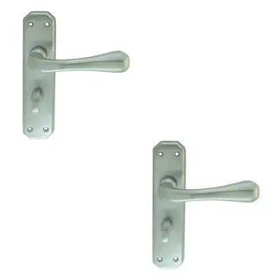 2x PAIR Heavy Duty Handle on Angular Bathroom Backplate x 40mm Satin Chrome