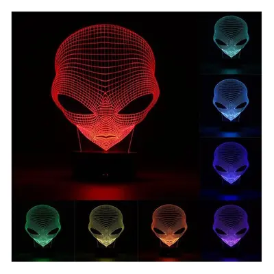 (Alien) 3D Color Changing LED Desk Table Lamp Remote Acrylic USB Night Light Christmas Gift