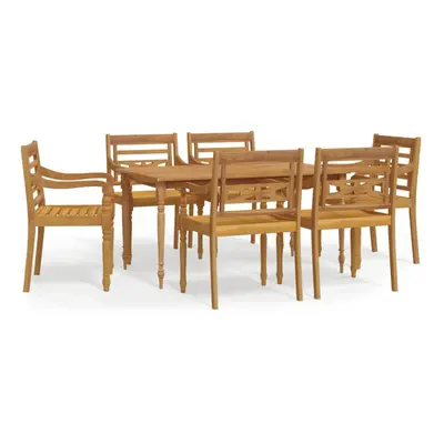 (7 piece) vidaXL Garden Dining Set Solid Wood Teak Outdoor Table and Chair 5/7 Piece