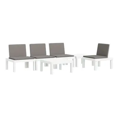 vidaXL Garden Lounge Set Patio Table and Chairs with Cushions Piece White PP