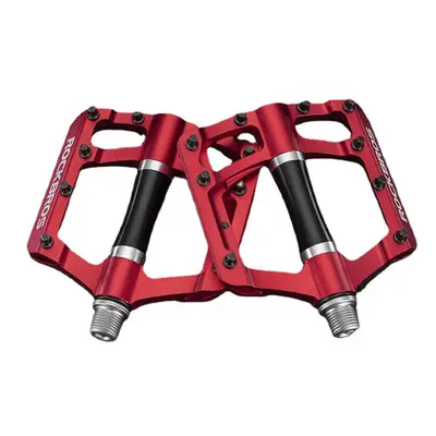 (Red) Bike Pedals Flat Aluminum 9/16" Non-Slip Sealed Bearing Cleats Alloy