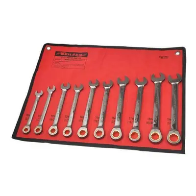 Metric Sae Size Ratchet Combination Wrench Spanner Set 10pc (Neilsen CT4045)