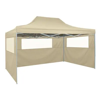 vidaXL Professional Folding Party Tent with Sidewalls 3x4m Cream Steel Camp