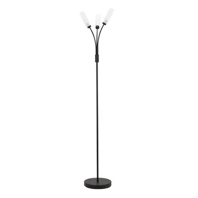 ValueLights Maya Black Way Curved Arm Reed Shaded Upright Floor Lamp