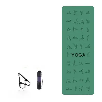 (Dark Green) EVA Yoga Pose Non Slip Carpet Mat With Position Line For Beginner Environmental Fit