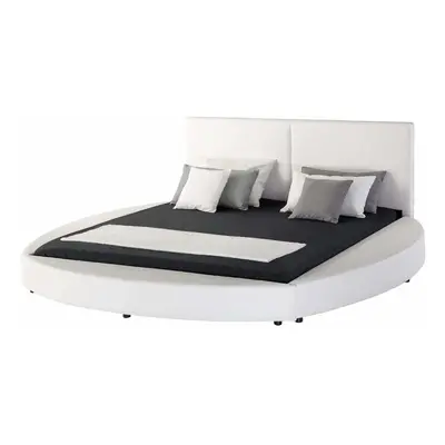 (White) Beliani Laval Leather Super King Size Bed