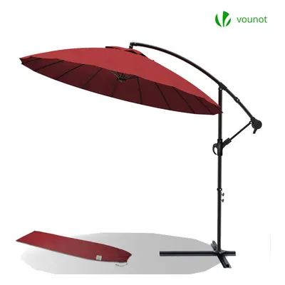 VOUNOT 3m Cantilever Shanghai Parasol, Banana Garden Patio Umbrella with Crank Handle for Outdoo