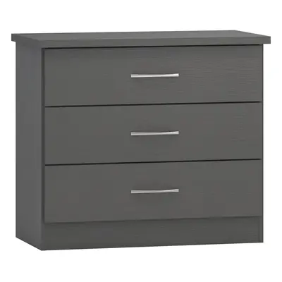 Nevada Drawer Chest of Drawers 3D Effect Grey Metal Runners Handles