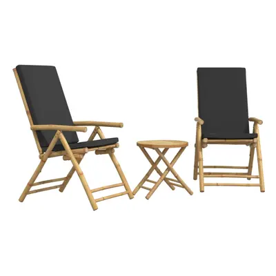 (dark grey, x cm) vidaXL Folding Bistro Set Piece with Dark Grey Cushions Patio Bar Set Bamboo