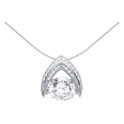 Jewelco London Ladies Sterling Silver Cubic zirconia Arrow Floating CZ Pendant Necklace inch - G