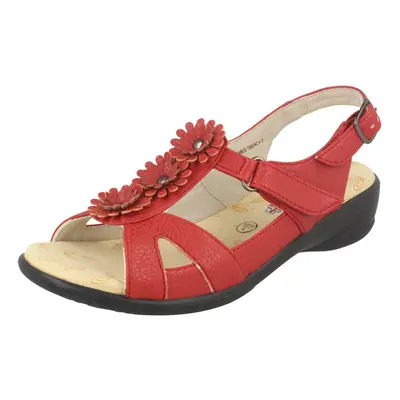 (UK 3, Red) Ladies Padders Wide Fitting Sandals Paris - E Fit