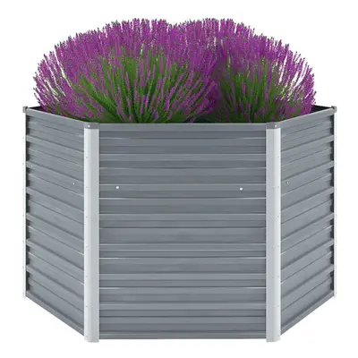 vidaXL Garden Raised Bed Galvanised Steel 129x129x77cm Grey Plant Raised Bed