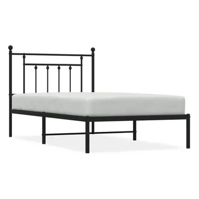 (black, x cm/with headboard) vidaXL Metal Bed Frame Bedroom Bed Base Bedstead Metal Matress Foun