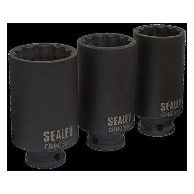 Impact Hub Nut Socket Set 3pc 12-Point 1/2"Sq Drive