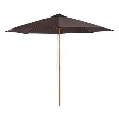 Outsunny 3(m) Wooden Garden Parasol Sun Shade Outdoor Umbrella Canopy Coffee