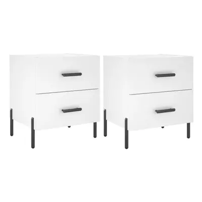 (white, pcs) vidaXL Bedside Cabinets Nightstand Bedside Table pcs White Engineered Wood