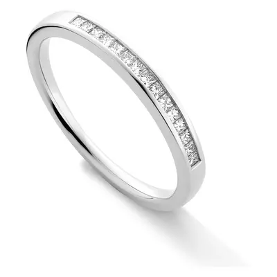 Jewelco London 18ct White Gold Diamond 0.15ct Princess cut Eternity Wedding Ring - 2.4mm - RBNR0