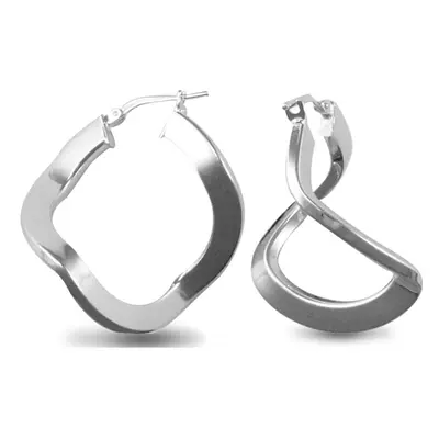 Jewelco London Sterling Silver formed Hoop Earrings - Ladies - AER019