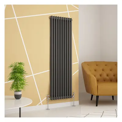 (1500 x 470mm Double, Anthracite) PlumbGalaxy Traditional-Style Cast Iron Radiator