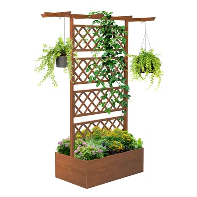 Outsunny Wooden Trellis Planter, Raised Garden Bed for Climbing Plants, Orange