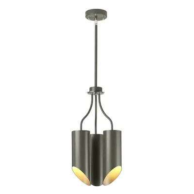 3 Bulb Chandelier LIght Dark Grey Highly Polished Nickel LED E27 8W