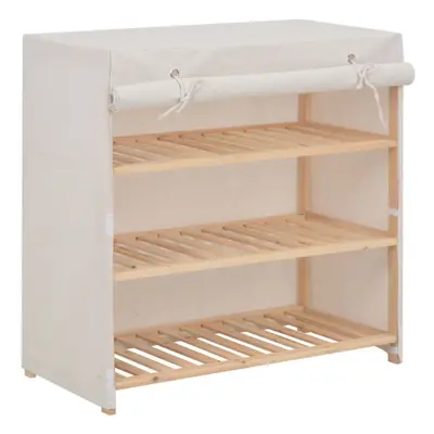 vidaXL Shoe Cabinet with Cover White Fabric Footwear Storage Rack Organiser