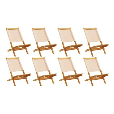 (beige, pcs) vidaXL Folding Garden Chairs pcs Chairs Cream White Fabric and Solid Wood