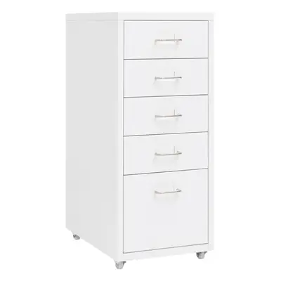 vidaXL Mobile File Cabinet White Metal Office Storage File Filing Cabinet