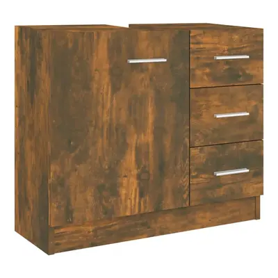 (Smoked oak) vidaXL Sink Cabinet Bathroom Storage Cupboard Vanity Unit Engineered Wood